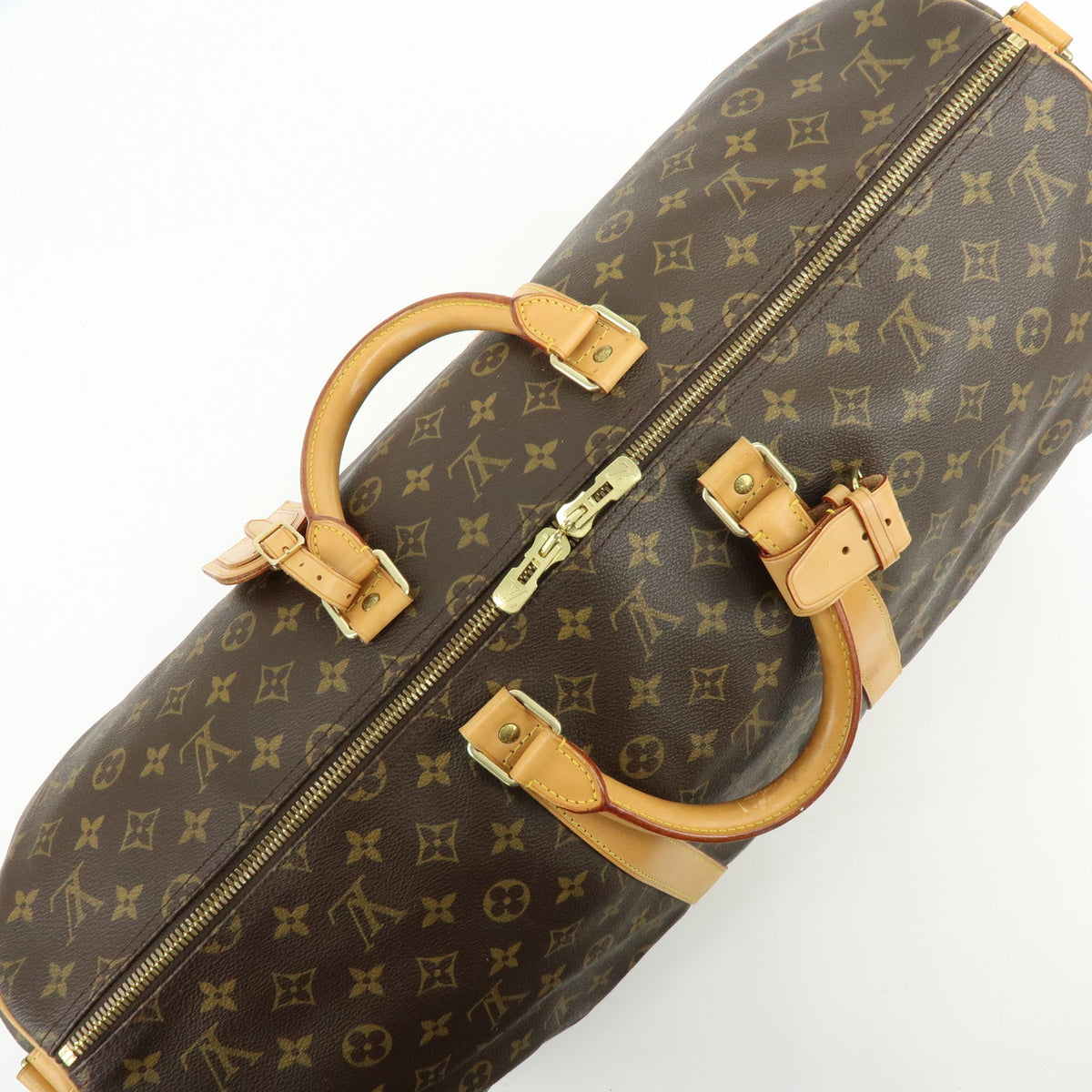 Louis Vuitton Monogram Keep All Bandouliere 55 Boston Bag Brown M41414