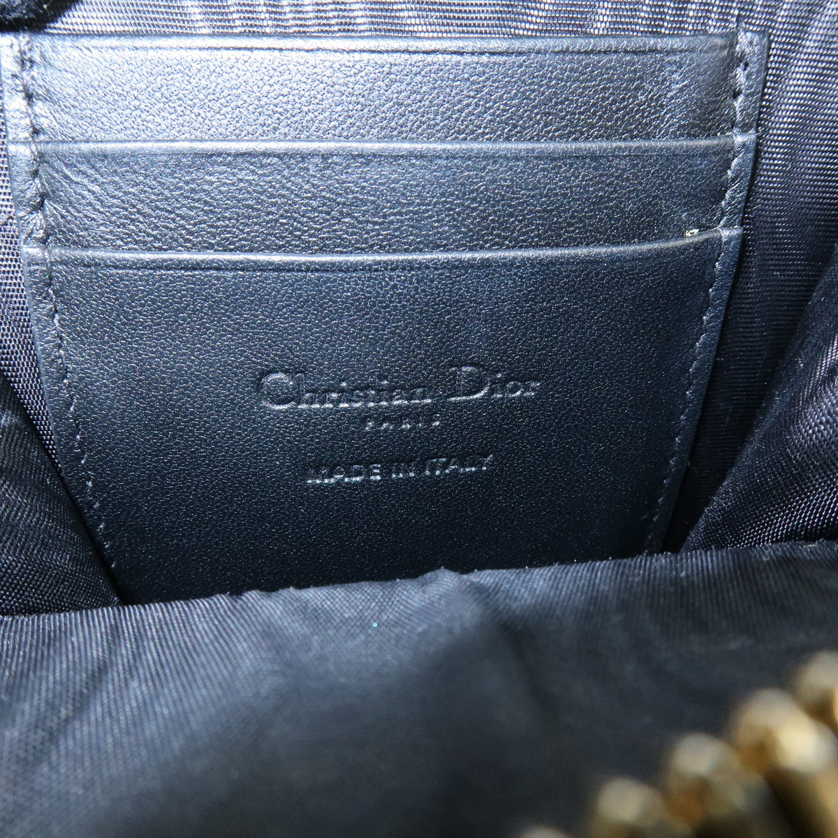 Christian Dior Cannage Lamb Skin Phone Holder Phone Case Black