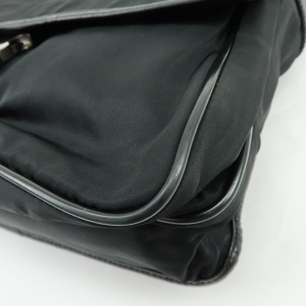 PRADA Triangle Logo Nylon Saffiano Leather Shoulder Bag Crossbody Bag