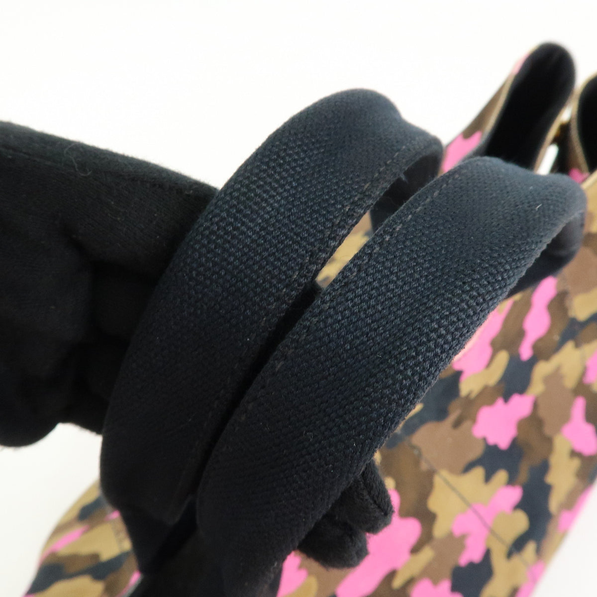 PRADA Triangle Logo Canapa Canvas Tote Bag Camouflage Khaki PInk BN2020