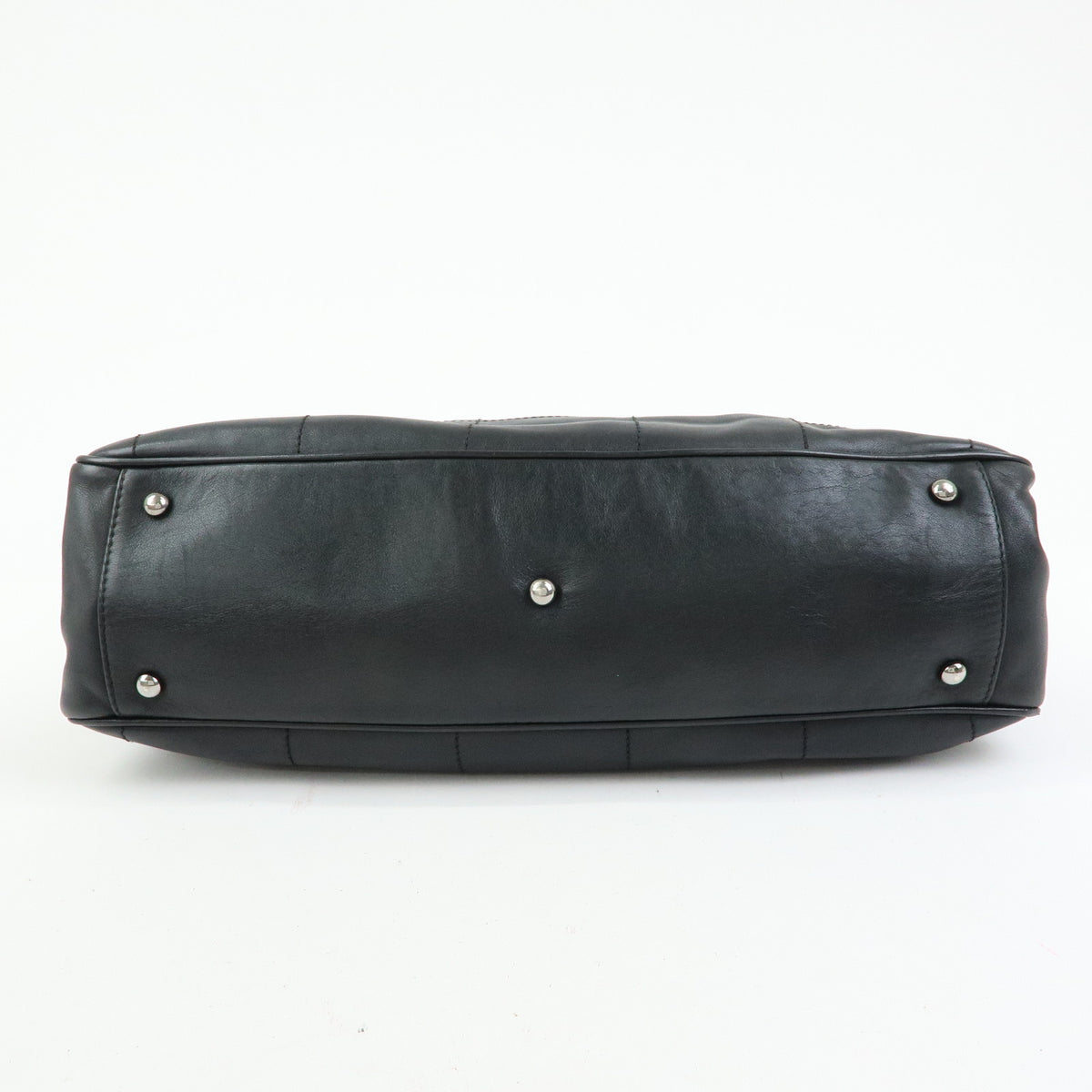 CHANEL Chocolate Bar Lamb Skin Mini Boston Bag Hand Bag Black A19989