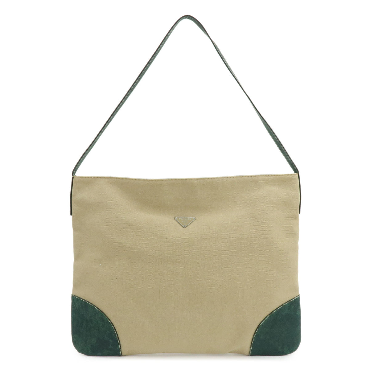PRADA Triangle Logo Canvas Leather Shoulder Bag Crossbody Bag VS0032