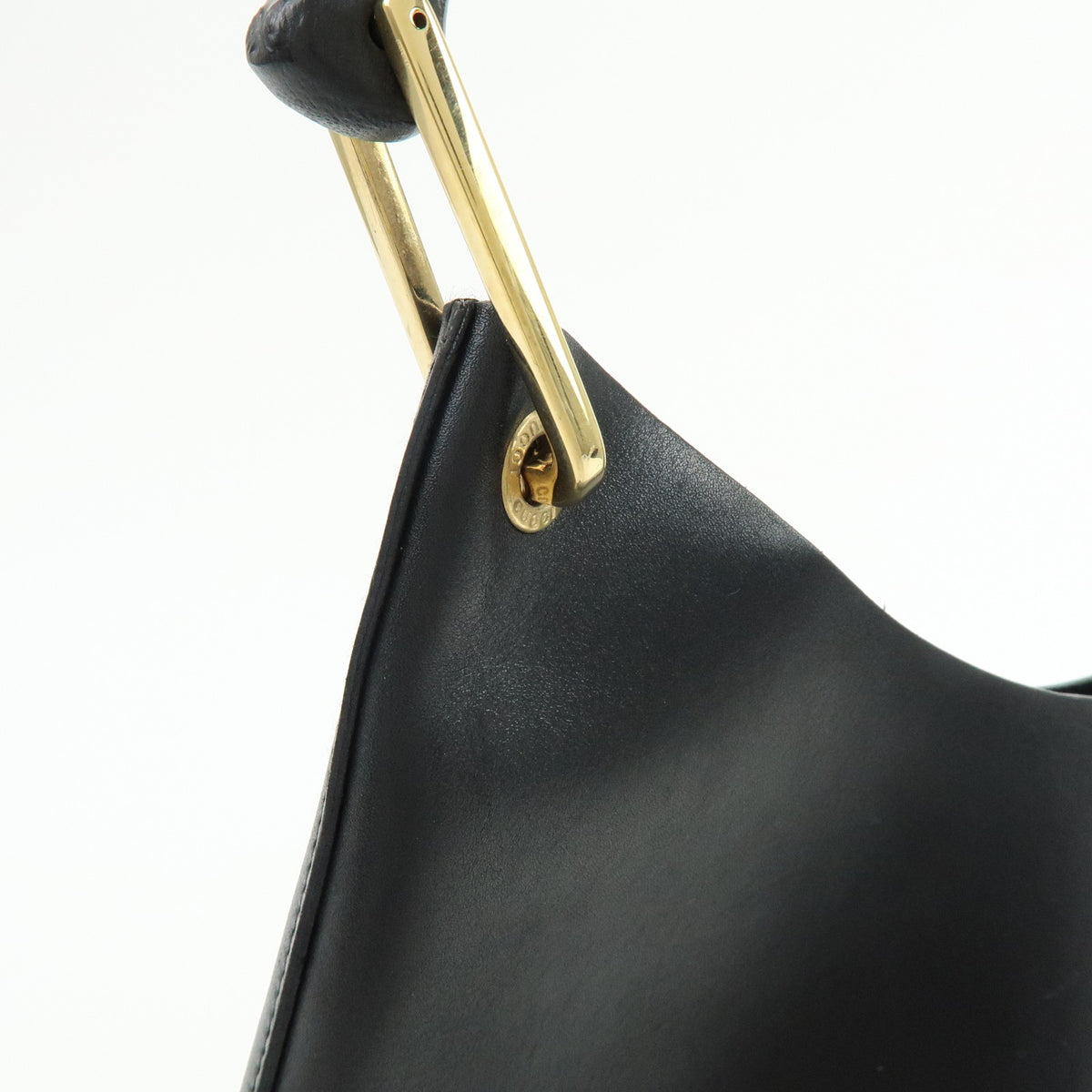 GUCCI Bamboo Leather Shoulder Bag Hand Bag Black 001・2058