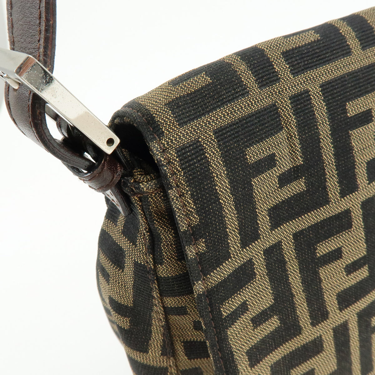 FENDI Zucca Mamma Baguette Canvas Leather Shoulder Bag Hand Bag 26325