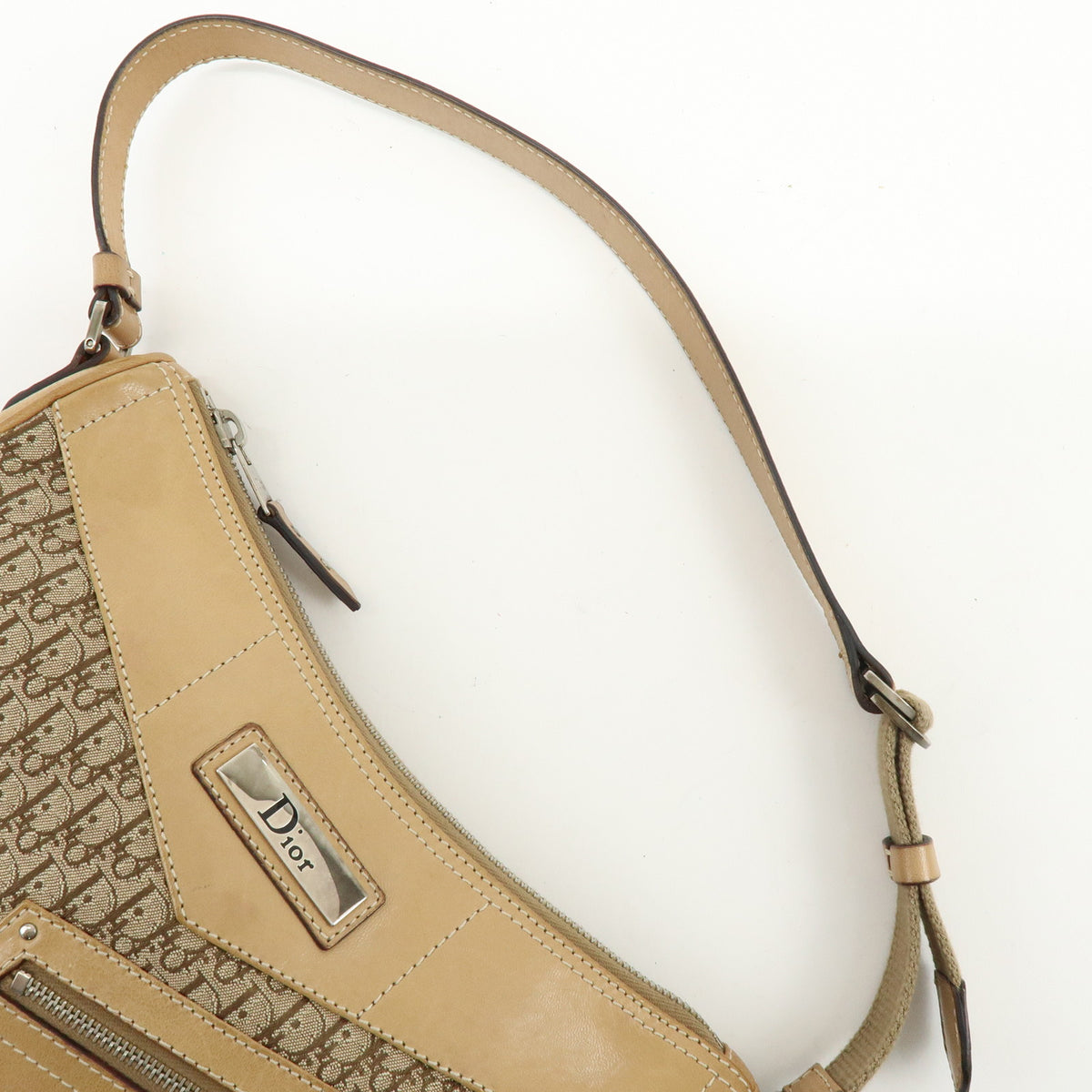 Christian Dior Street Chic Trotter Jaquard Canvas Leather Shoulder Bag