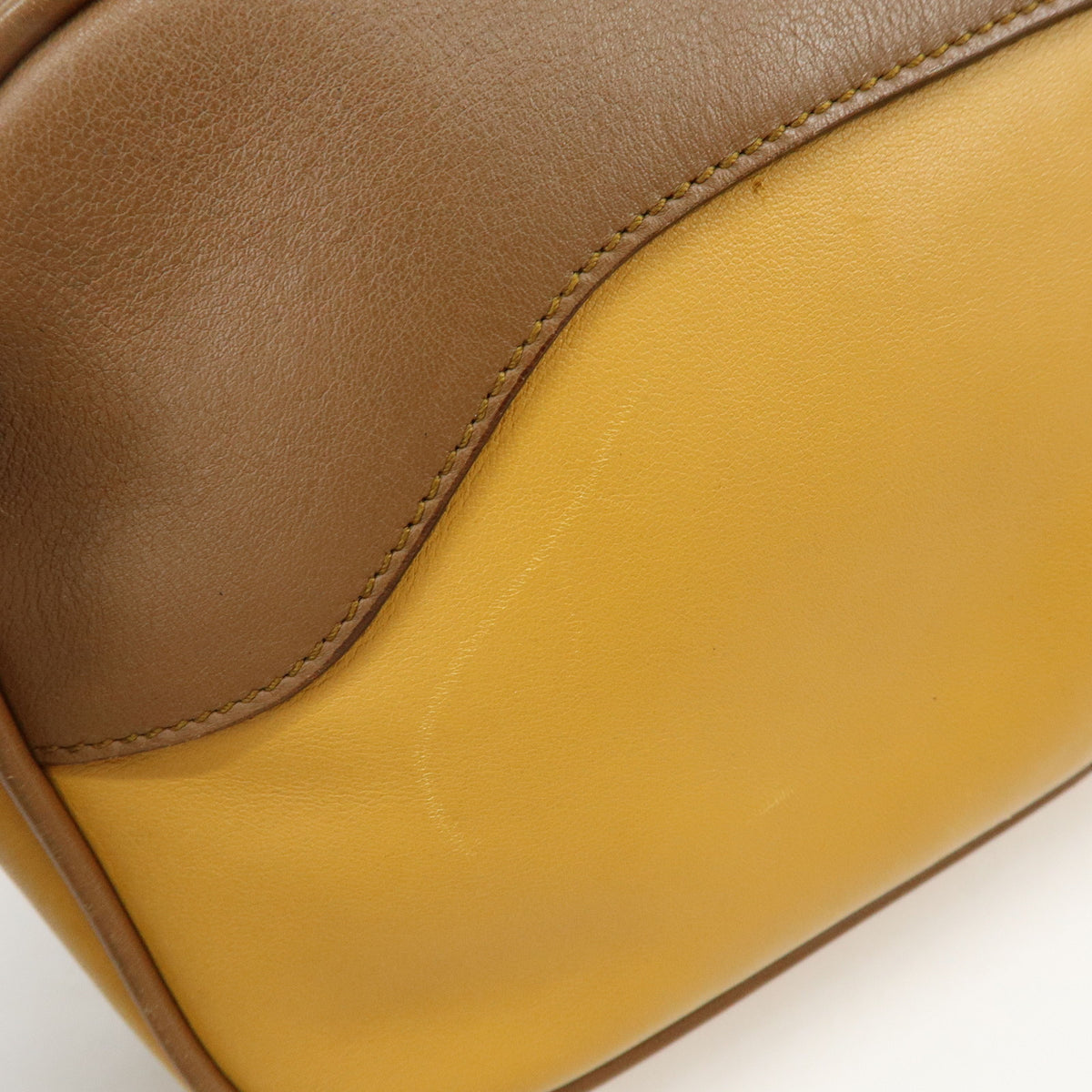 PRADA Logo Sport Leather Shoulder Bag Hand Bag Yellow Brown