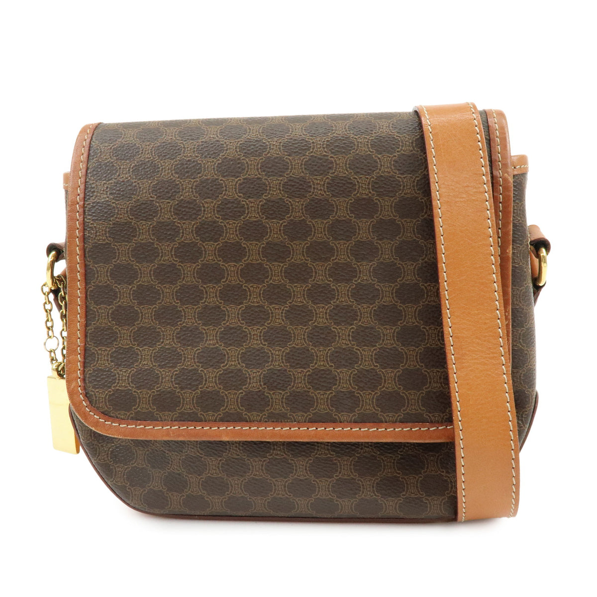 CELINE Macadam PVC Leather Shoulder Bag Crossbody Bag Brown