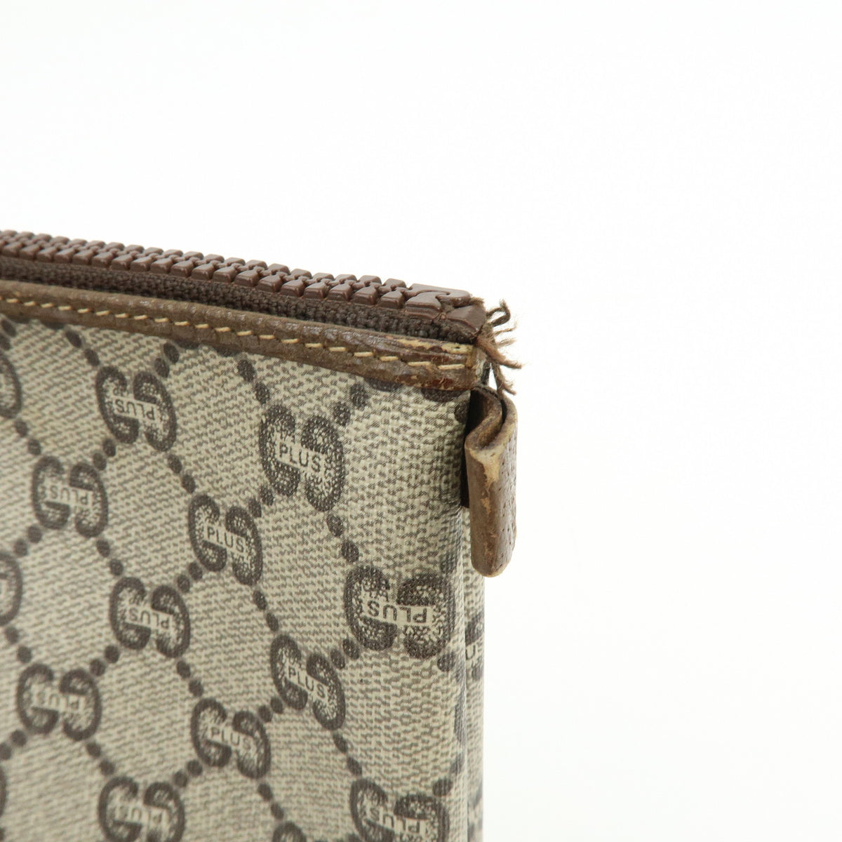 GUCCI Lot of 2 GG Plus Leather Clutch Bag Pouch Brown 39677-3/40272-8