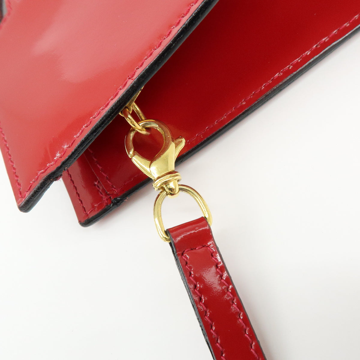 Ferragamo Patent Leather Shoulder Bag Crossbody Bag Red