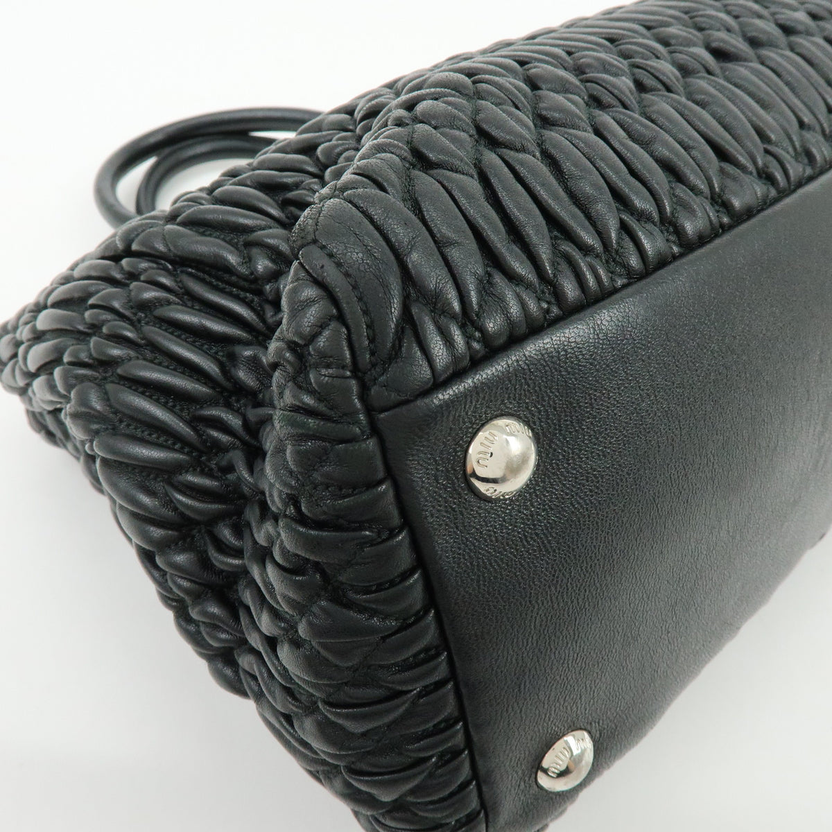 MIU MIU Matelasse Leataher 2Way Bag Hand Bag Shoulder Bag Black