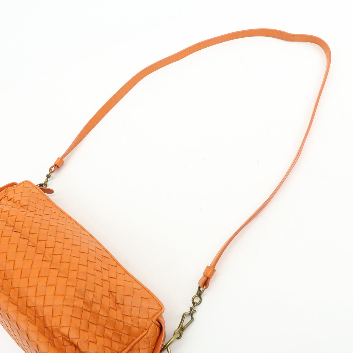 BOTTEGA VENETA Intrecciato Leather Shoulder Crossbody Bag Orange 192661