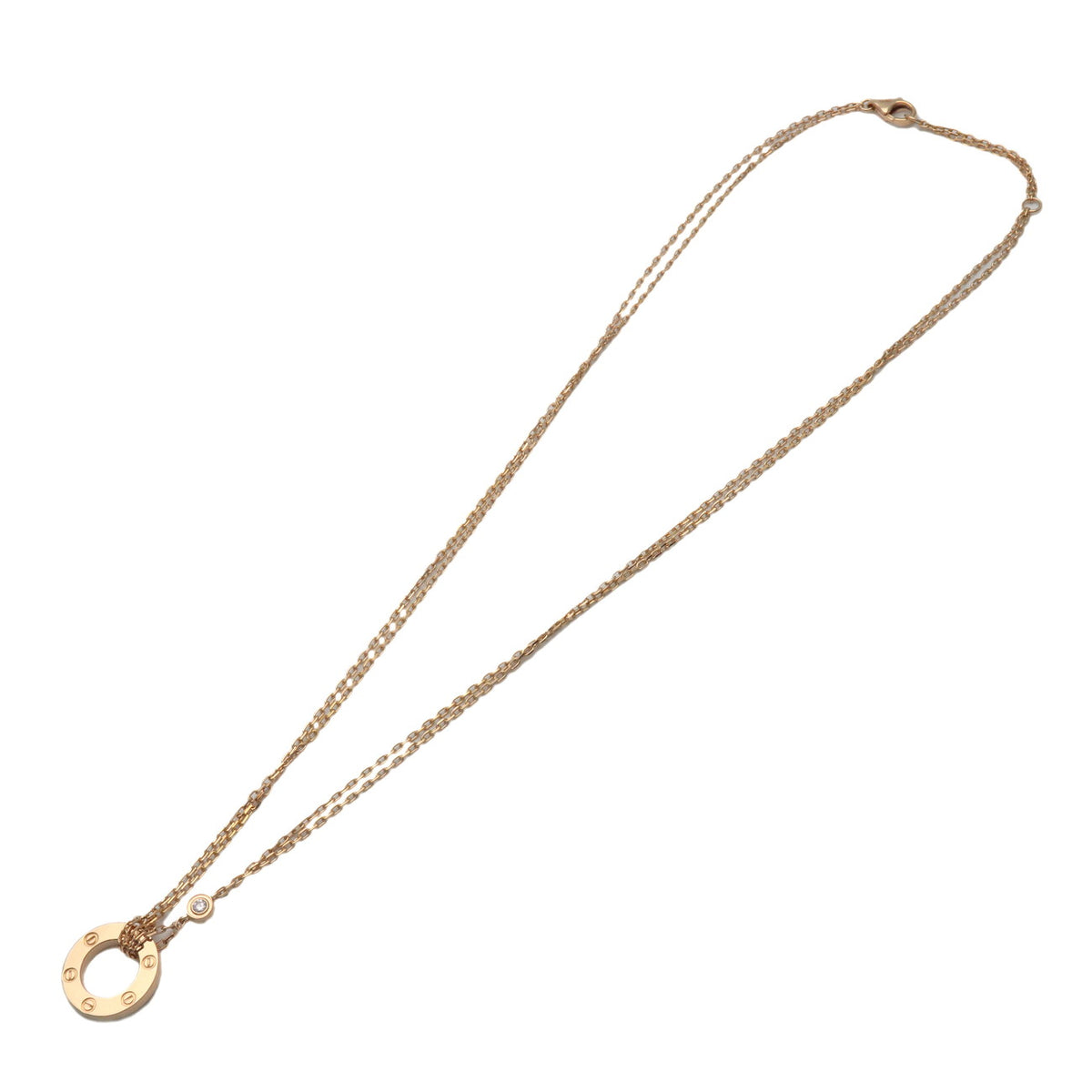 Cartier Love Circle 2P Diamond Necklace K18 750YG Yellow Gold