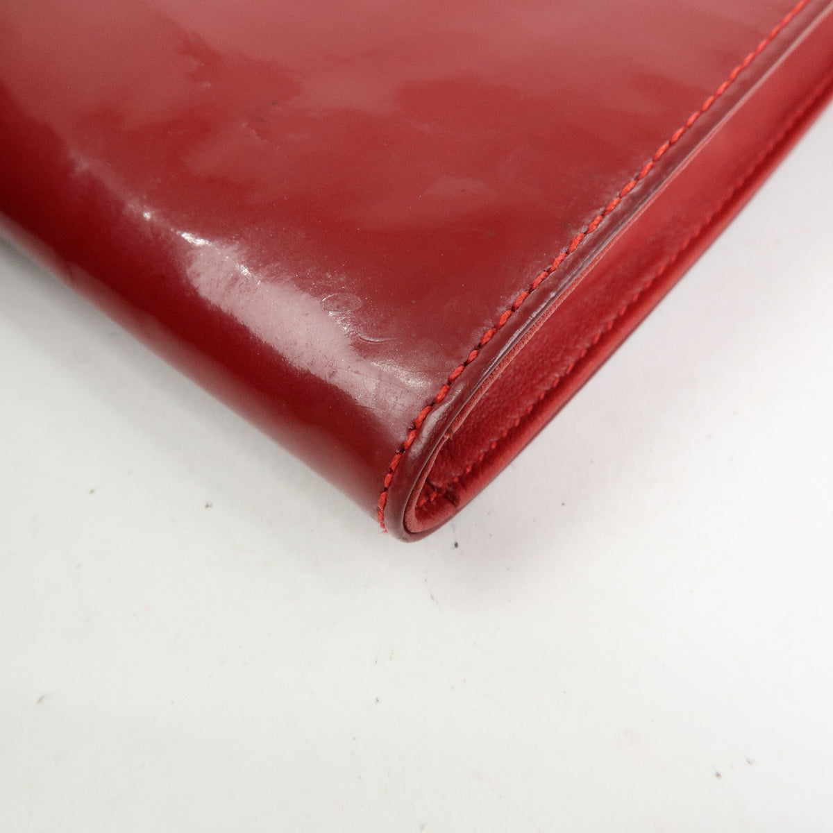 CHANEL COCO Mark Patent Leather Chain Shoulder Bag Phone Case Red Gold