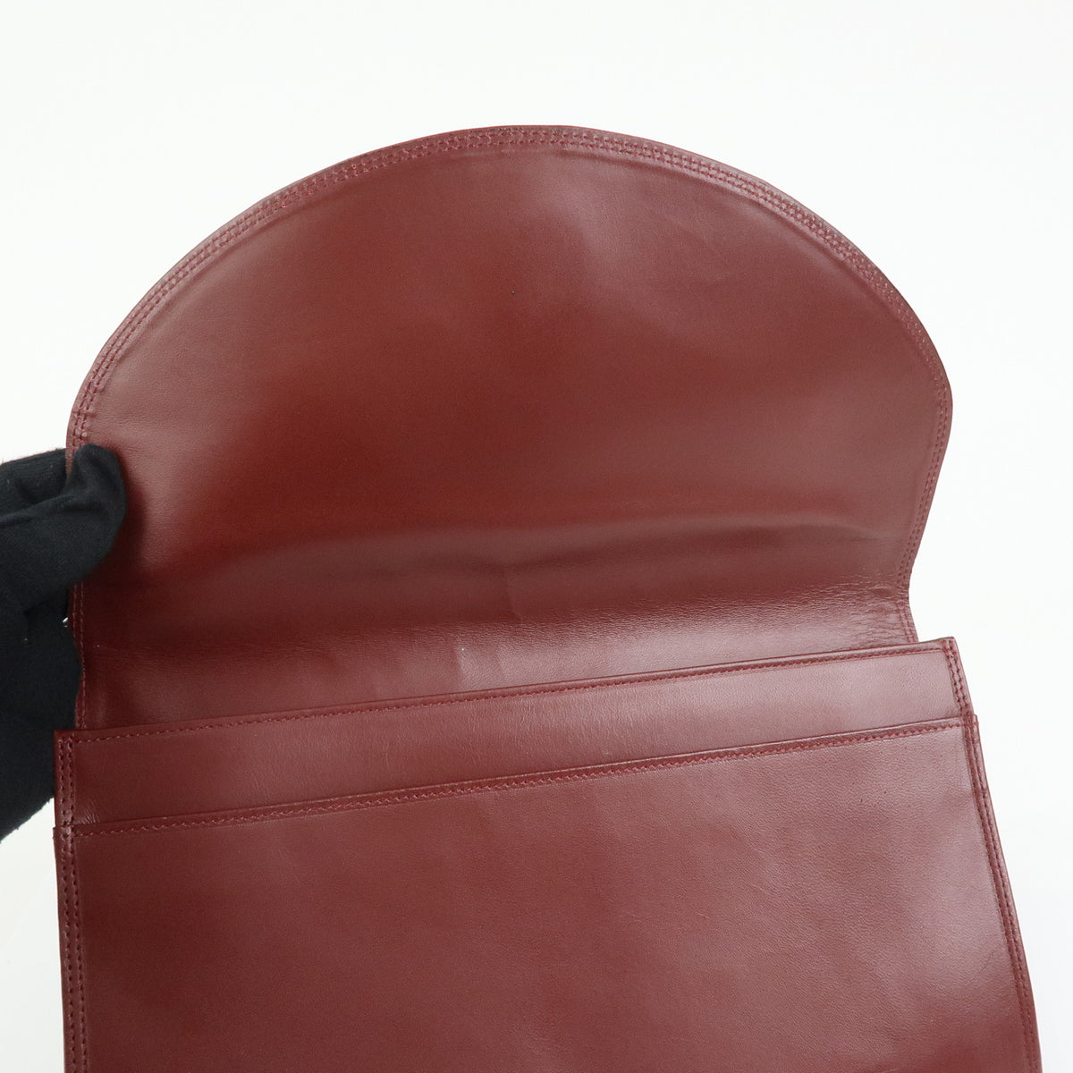 Cartier Must de Cartier Leather Clutch Bag Flat Pouch Bordeaux Wine Red