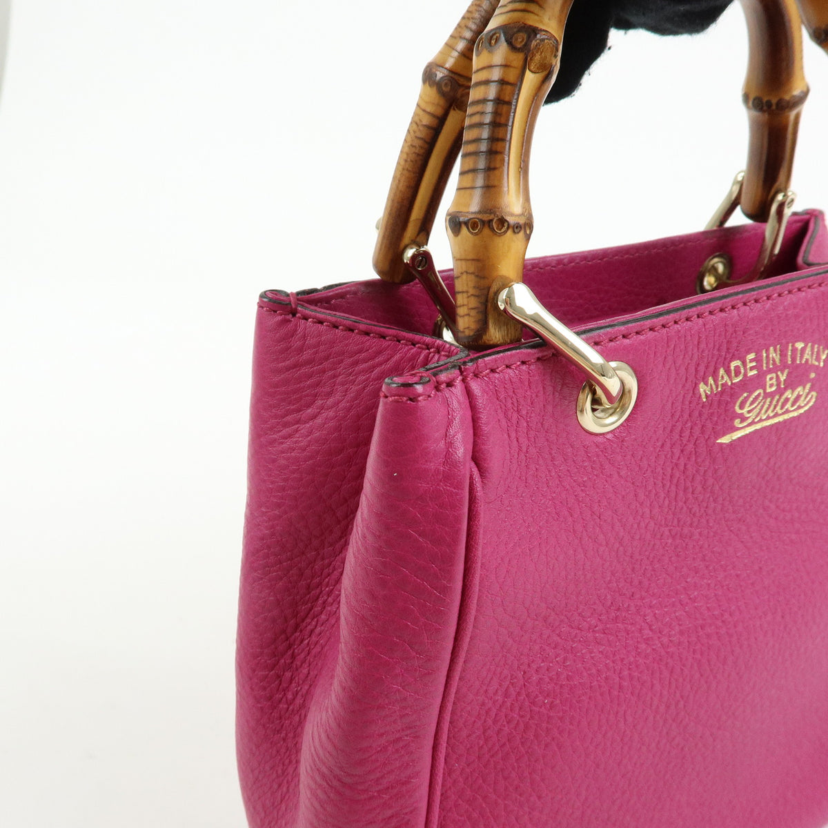 GUCCI Bamboo Mini Shopper Leather 2Way Bag Hand Bag Pink Purple 368823