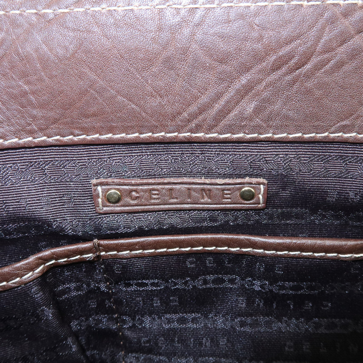 CELINE Boogie Bag Leather Hand Bag Brown