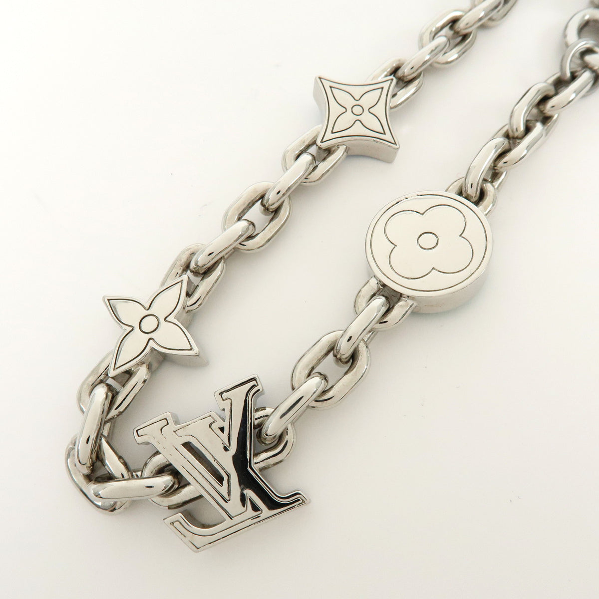 Louis Vuitton Monogram Flower Metal Chain Belt Blue Green M02554