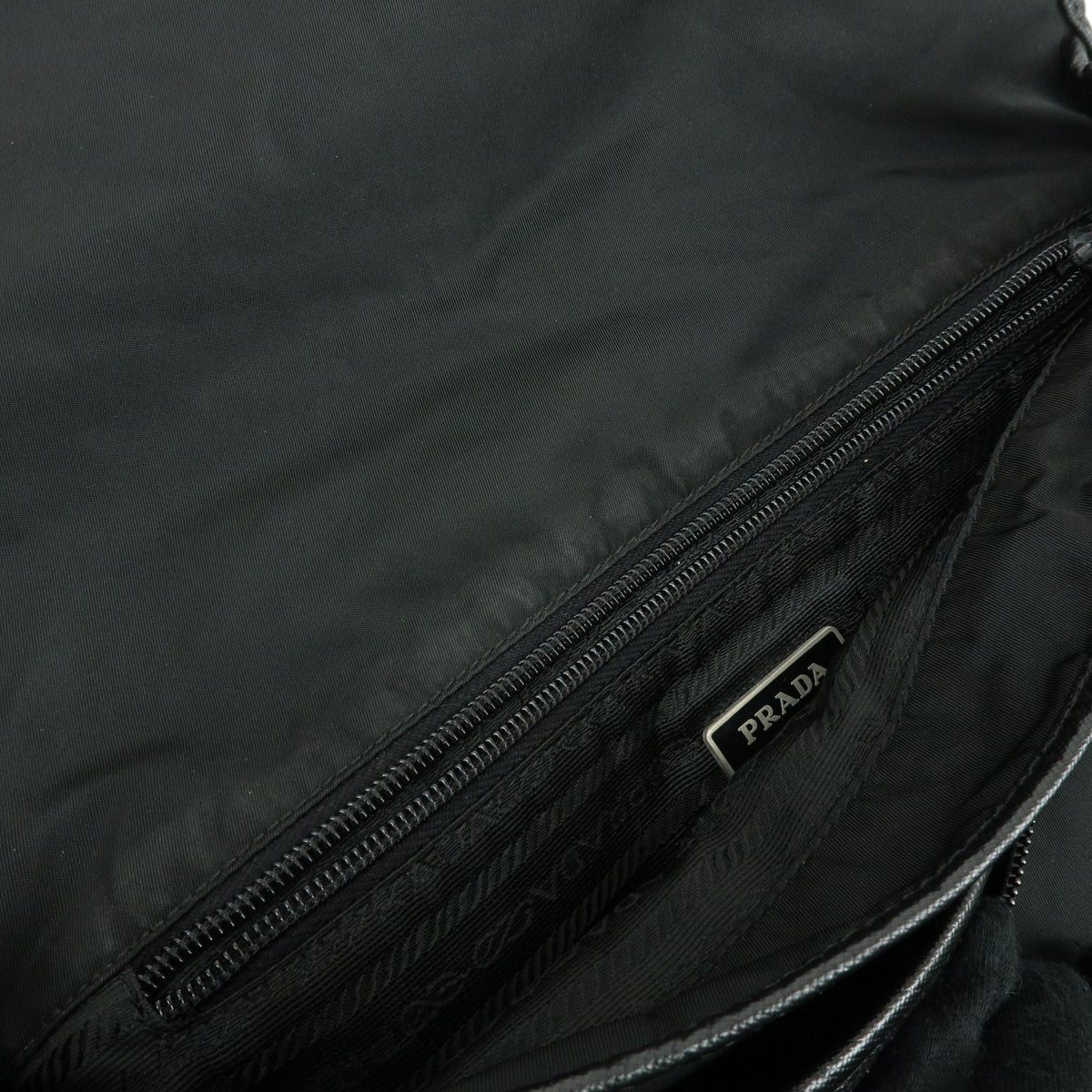 PRADA Triangle Logo Nylon Saffiano Leather Shoulder Bag Crossbody Bag