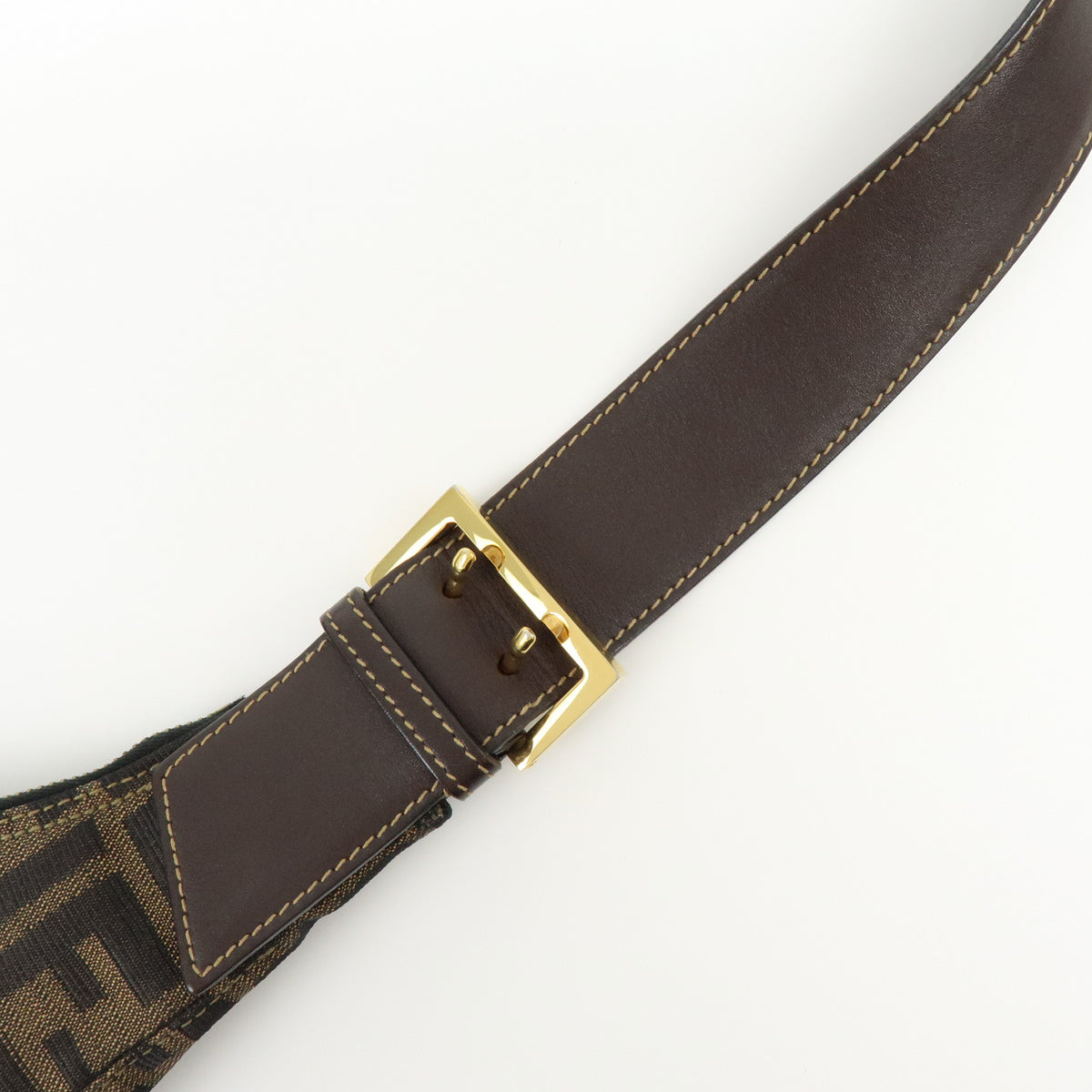 FENDI Zucca Canvas Leather Shoulder Bag Hand Bag Brown