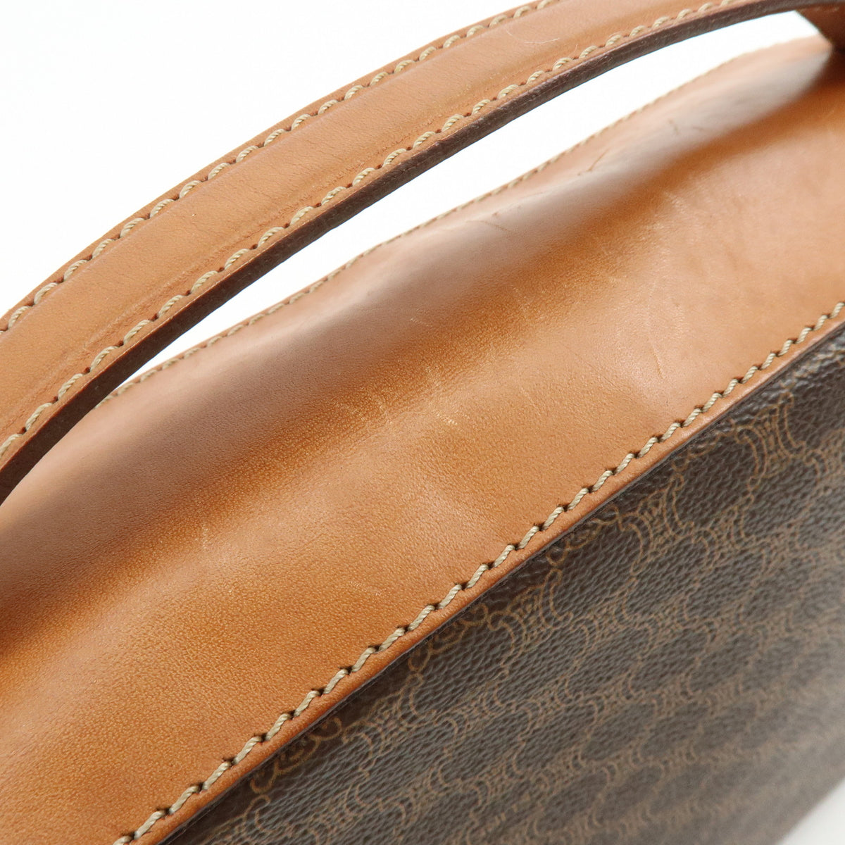 CELINE Macadam PVC Leather Hand Bag Vanity Bag Brown