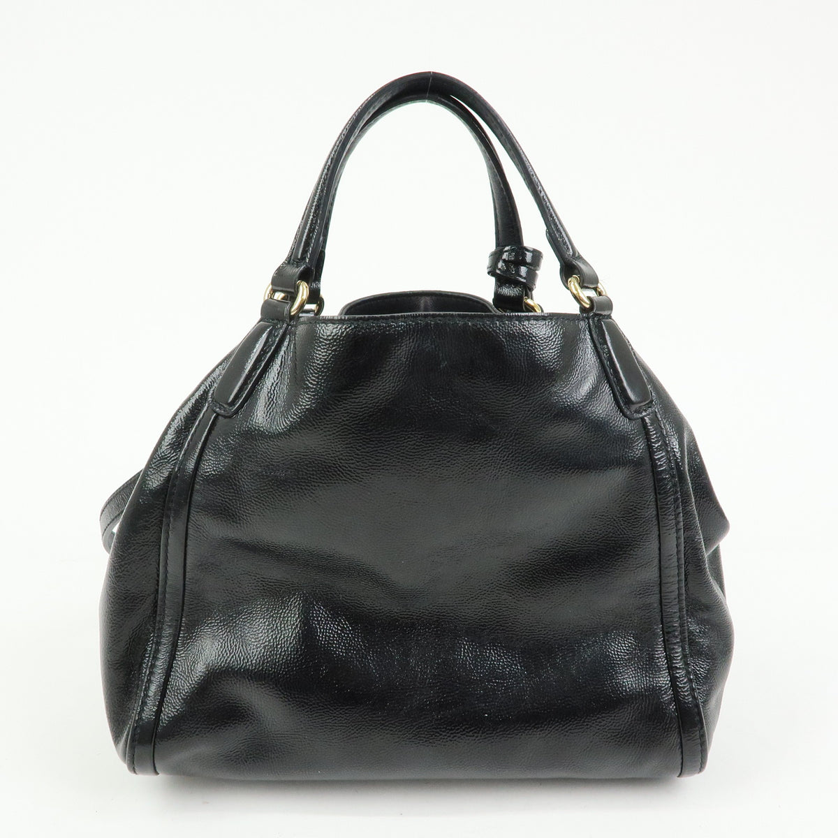 GUCCI SOHO Interlocking G Patent Leather 2Way Bag Hand Bag Black 336751