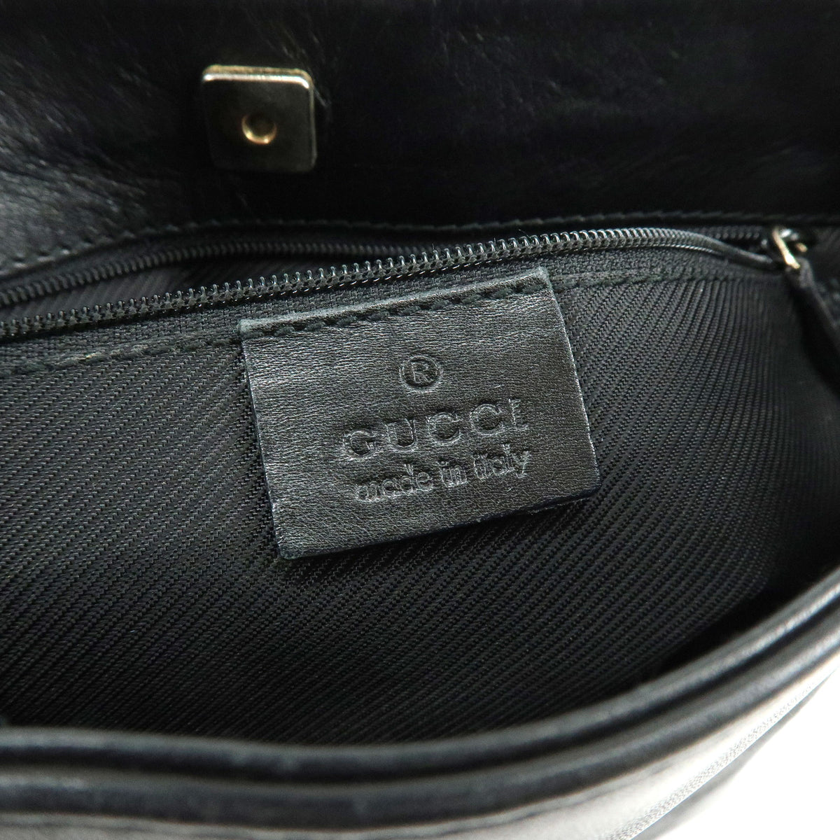 GUCCI GG Canvas Leather Shoulder Bag Hand Bag Black 33900
