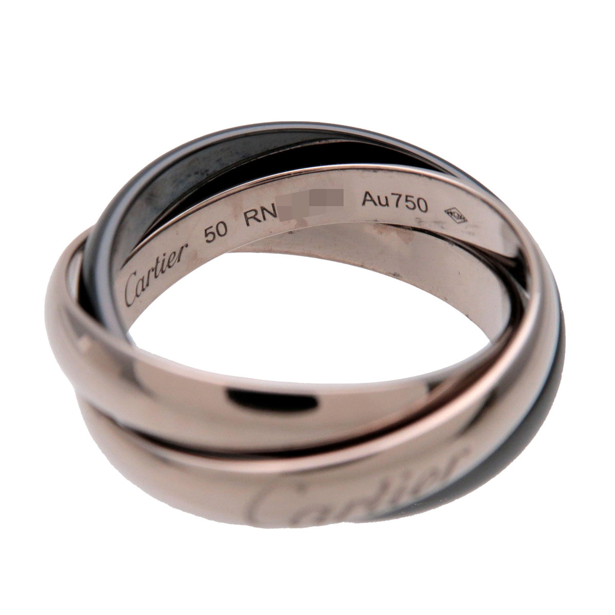 Cartier Trinity Ring MM 750WG BlackCeramic White Gold Black #50 US5.5