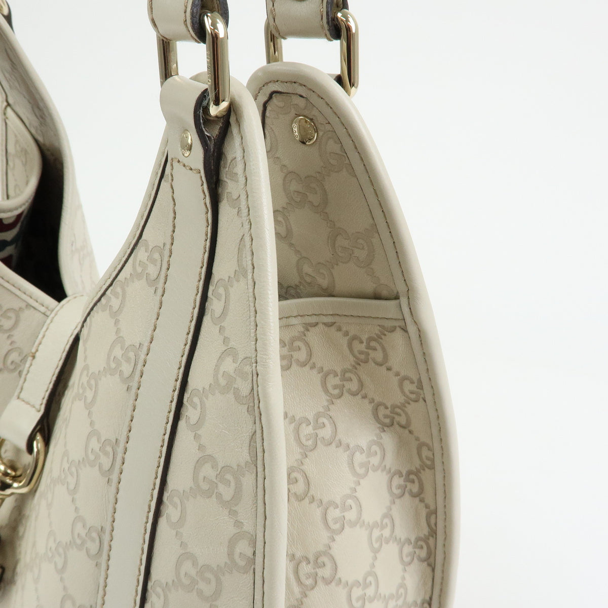 GUCCI Jackie Guccissima Leather Shoulder Bag Hand Bag Ivory 203494