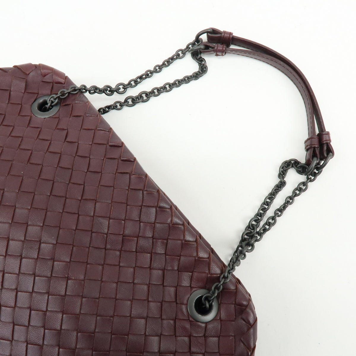 BOTTEGA VENETA intrecciato Leather Shoulder Bag Bordeaux Wine Red