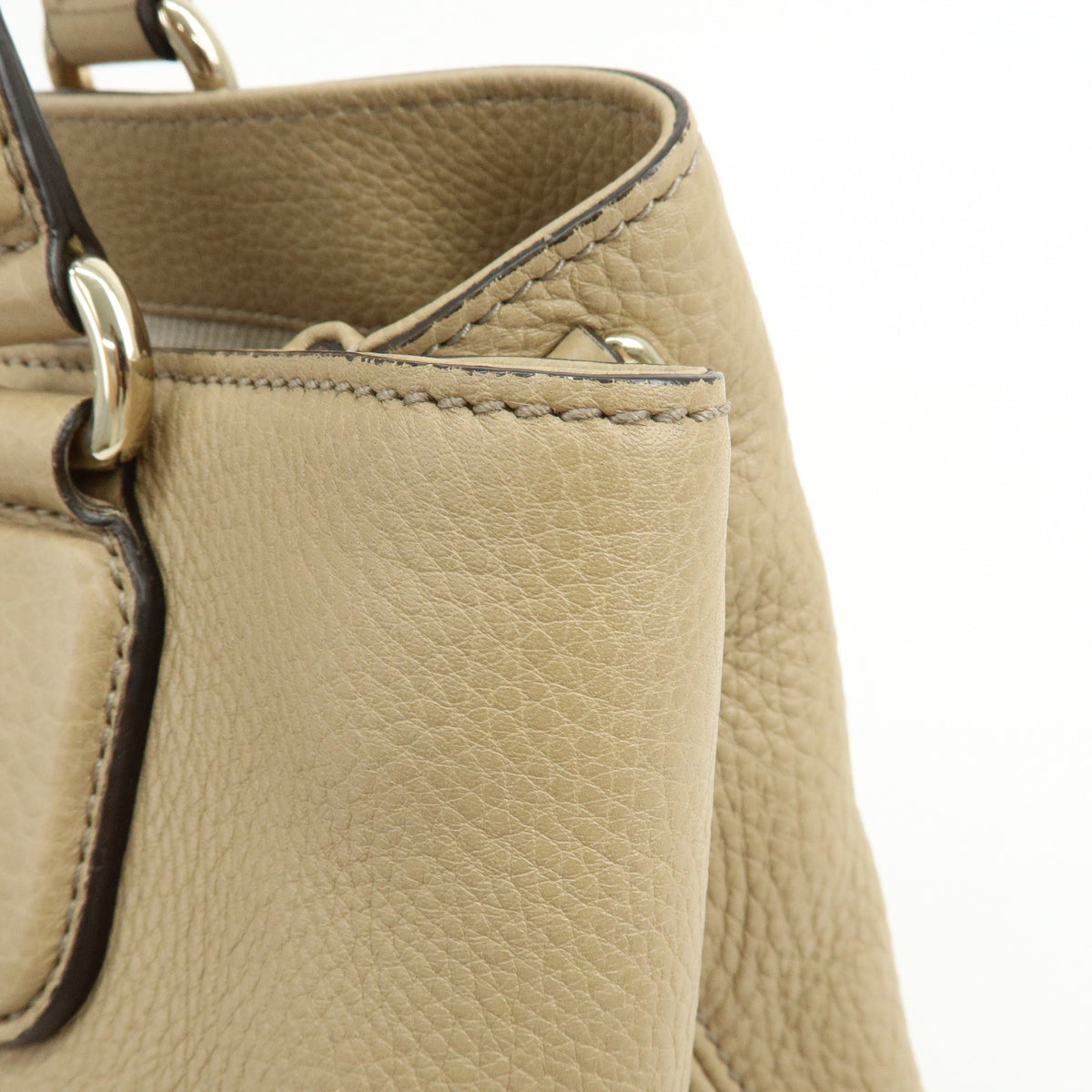 GUCCI SOHO Interlocking G Leather Shoulder Bag Hand Bag Beige 308363