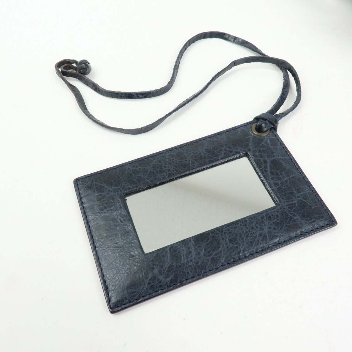 BALENCIAGA Classic Neo Folk Leather Shoulder Bag Dark Navy 285346