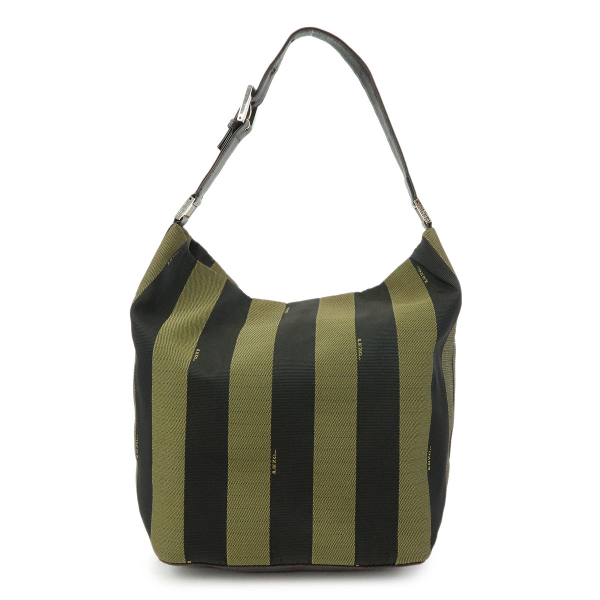 FENDI Pequin Canvas Leather Shoulder Bag Hand Bag Brown 222828653・008