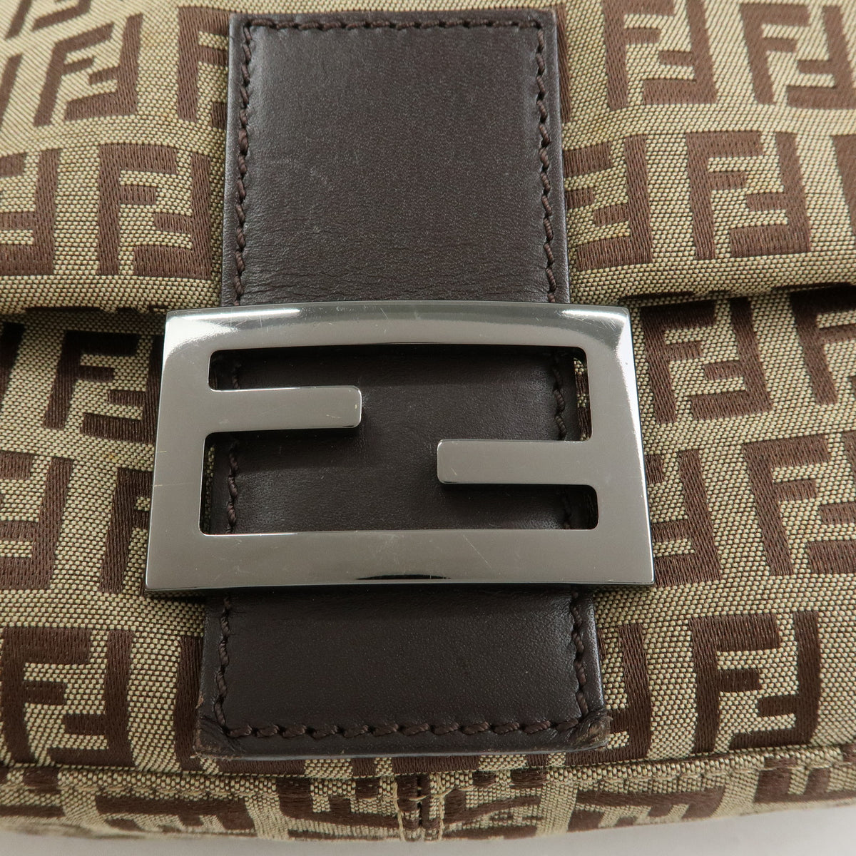 FENDI Mamma Baguette Zucchino Jaquard Leather Shoulder Bag 8BR001