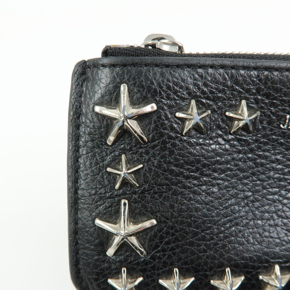 JIMMY CHOO Star Studs Leather Coin Case Card Case Black