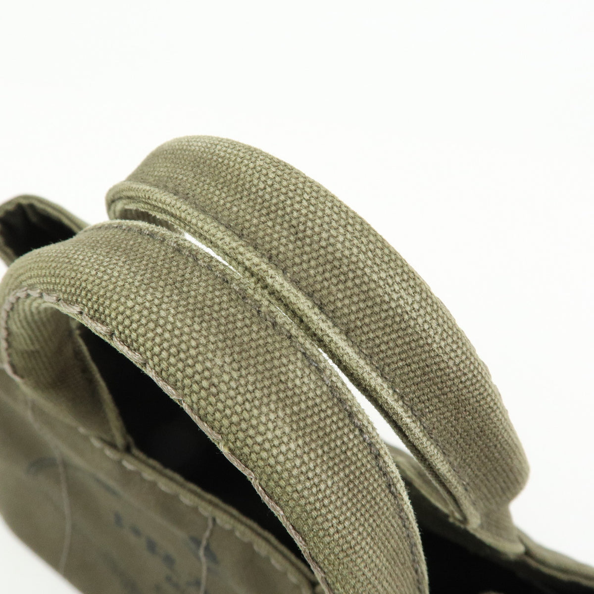 PRADA Triangle Logo Canapa Mini Canvas Tote Bag Hand Bag Khaki BN2439