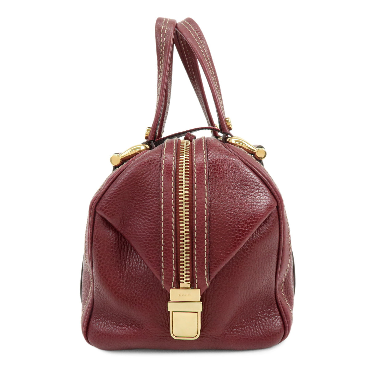 GUCCI Hysteria Aviatrix Leather Mini Boston Hand Bag Burgundy 186235
