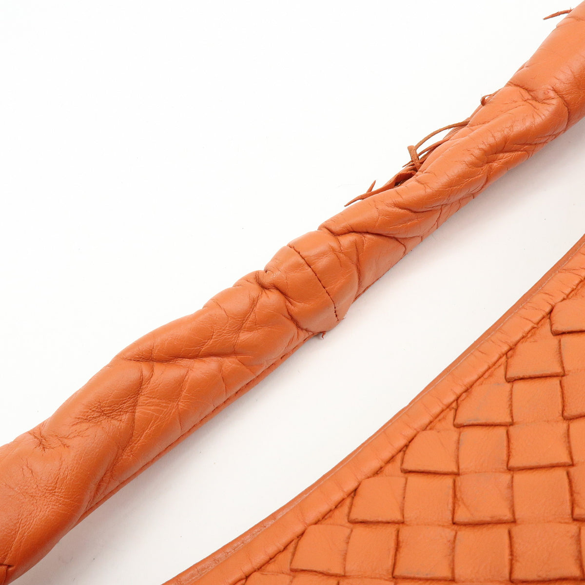 BOTTEGA VENETA Hobo Intrecciato Nappa Leather Shoulder Bag Orange V00AK