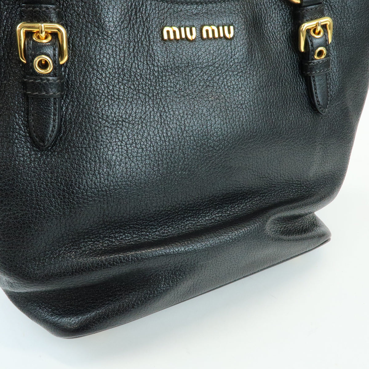 MIU MIU Madras Leather 2Way Shoulder Bag Hand Bag Black RN0886