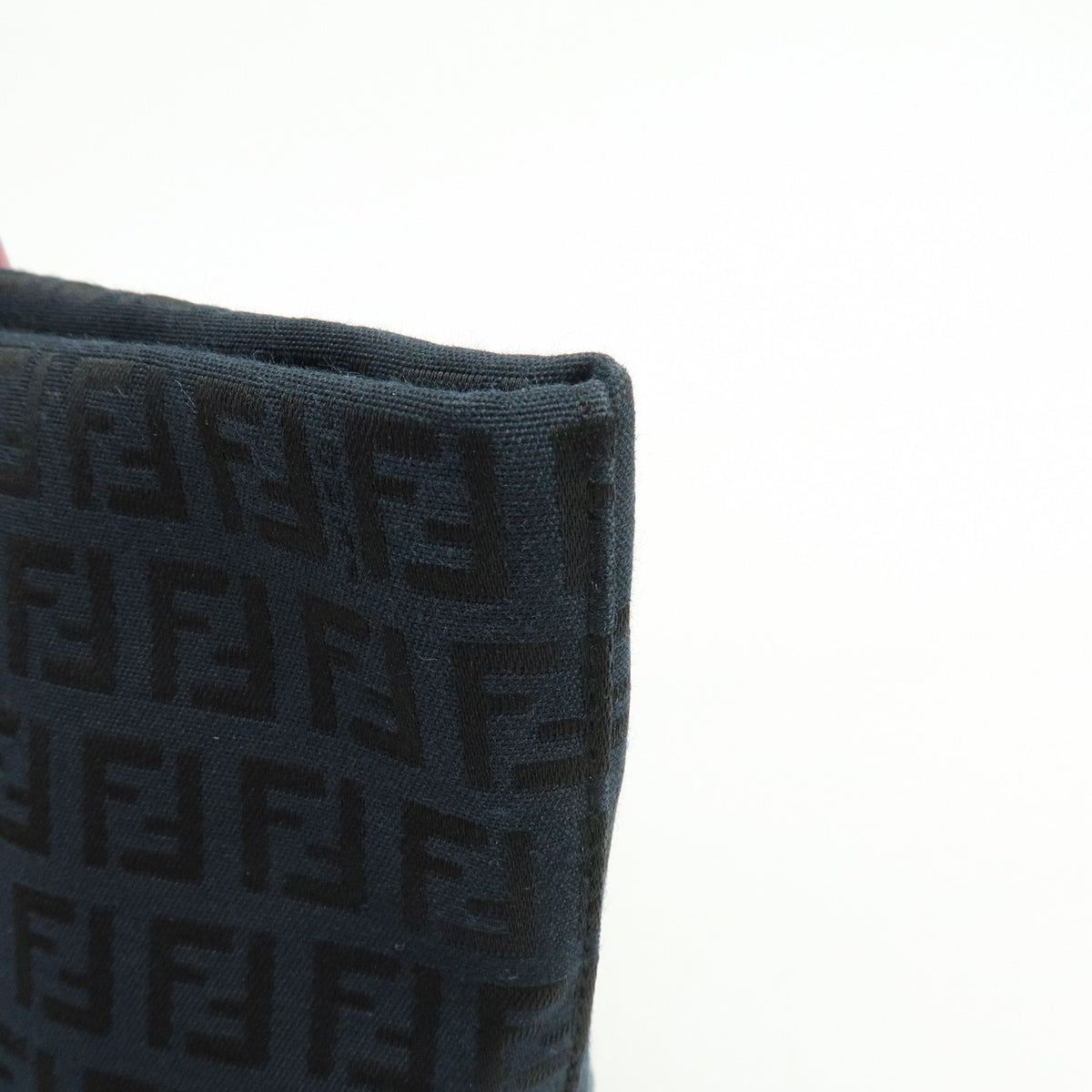 FENDI Zucchino Canvas Leather Tote Bag Shoulder Bag Black 8BH215