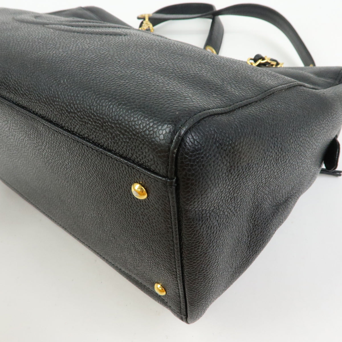 CHANEL COCO Mark Caviarskin Chain Shoulder Bag Tote Bag Black A10492