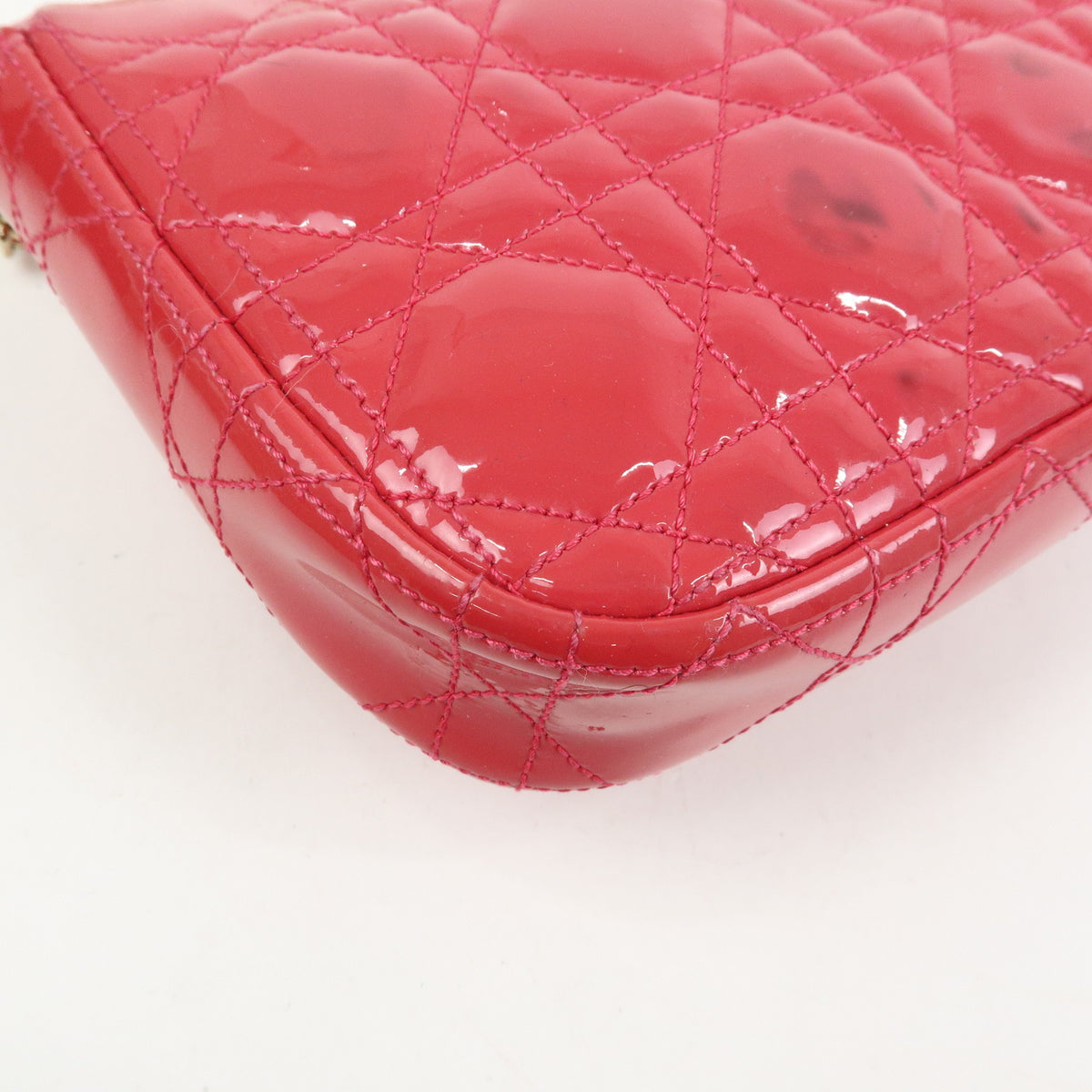 Christian Dior New Lock Cannage Patent Leather Chain Shoulder Bag Pink