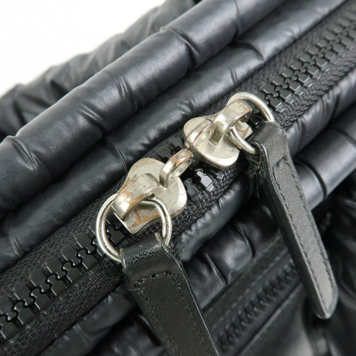 CHANEL COCO COCOON Nylon Leather Boston Bag Hand Bag Black A47205