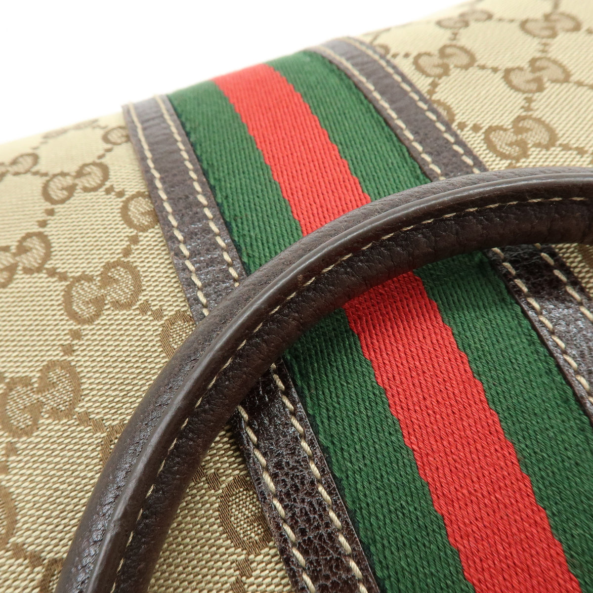 GUCCI Sherry GG Canvas Leather Tote Bag Shoulder Bag Beige Brown 162160