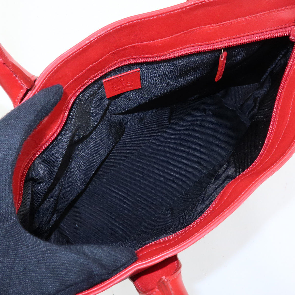 GUCCI GG Canvas Leather Tote Bag Hand Bag Beige Red 002・1119