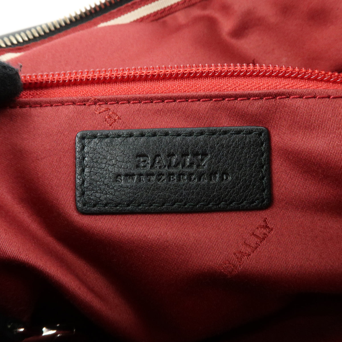 BALLY Perforated Leather Shoulder Bag Crossbody Bag Black Red