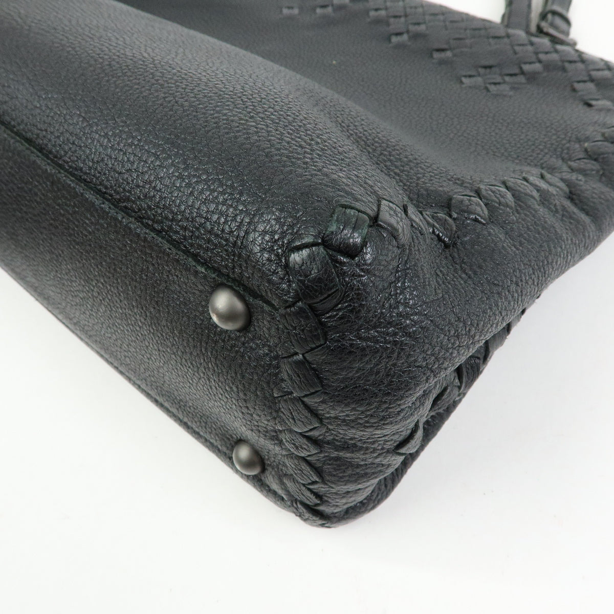 BOTTEGA VENETA Intrecciato Leather Tote Bag Shoulder Bag Black