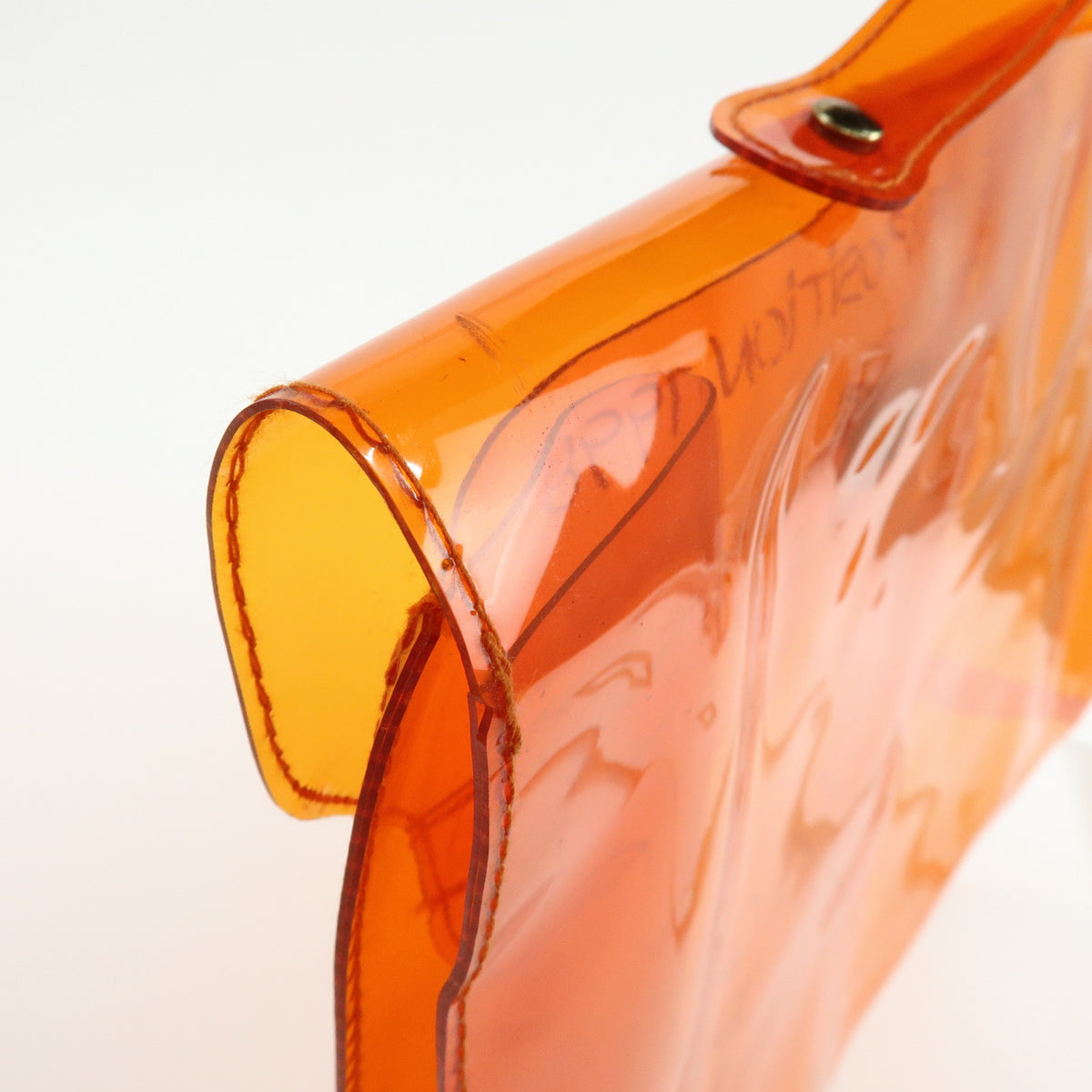 HERMES Kelly Vinyl Turn-Lock Hand Bag Clear Orange