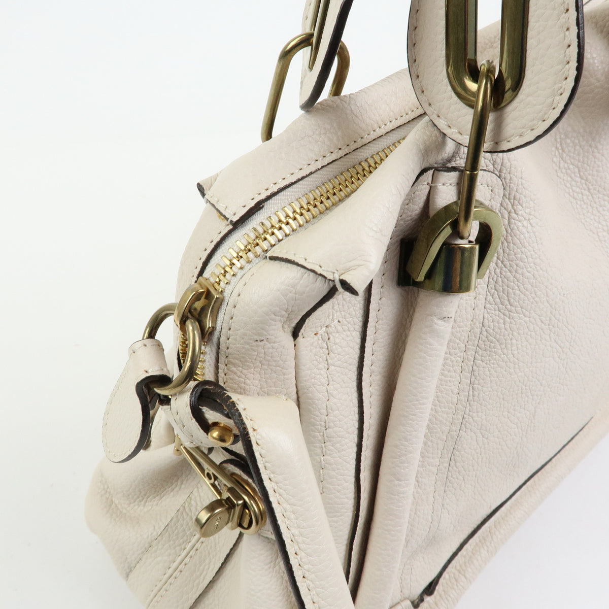 Chloe Paraty Leather 2Way Bag Shoulder Bag Hand Bag Ivory