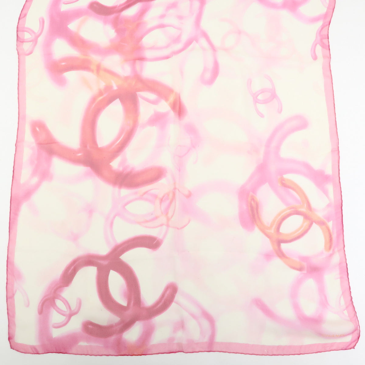 CHANEL COCO Mark Silk 100% Scarf Pink