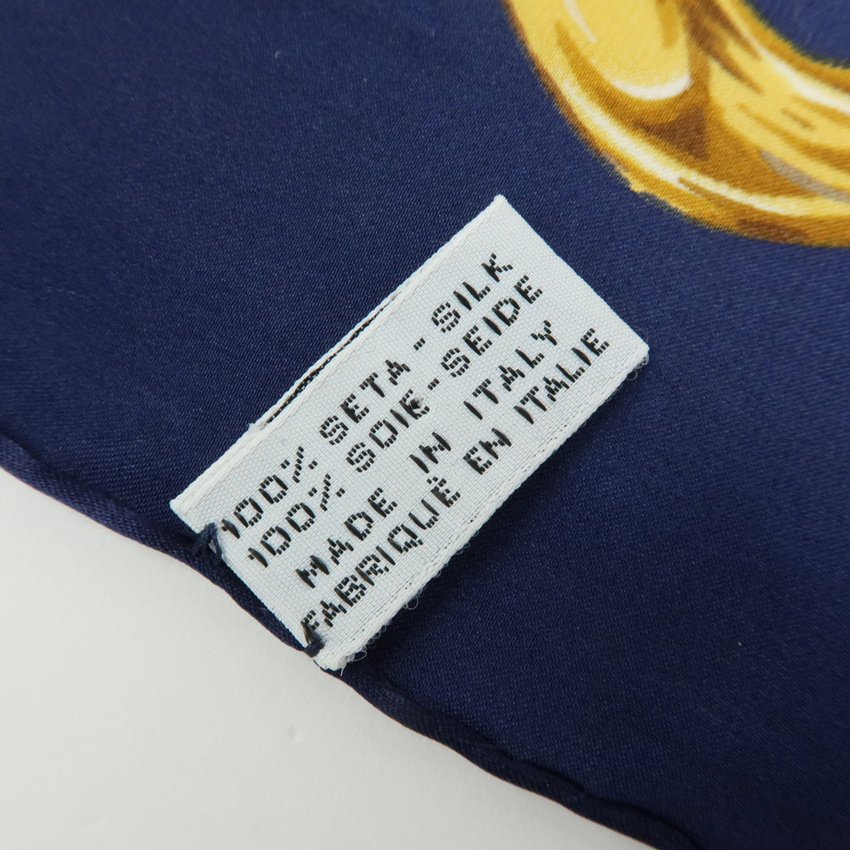CHANEL COCO Mark Silk 100% Scarf Navy Yellow White